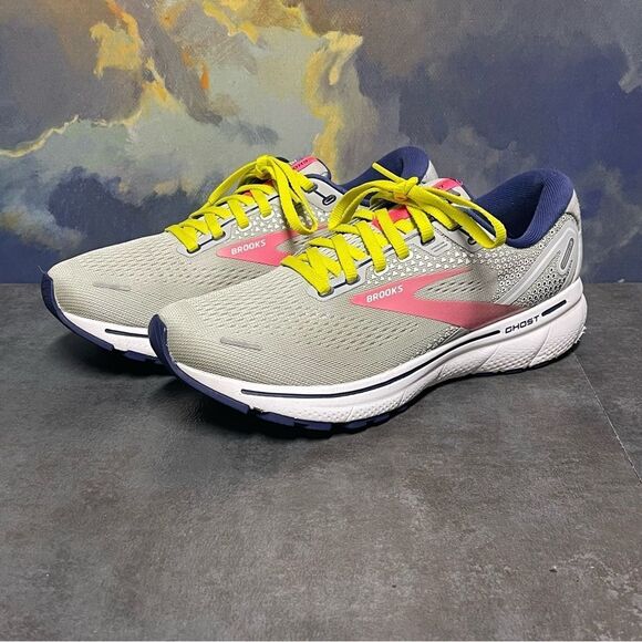 Brooks Ghost 14 Women's Sneakers Grey/Pink/Sulphur Spring Size 8.5B - Picture 2 of 16